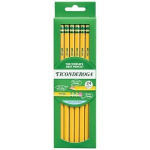 Ticonderoga Yellow Wood-Cased Pencils, 24 Count