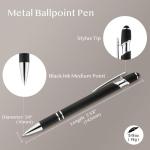 LINFANC 12 Pack Ballpoint Pen with Stylus Tip, 1.0 mm Black Ink Smooth Writing Pens, Metal Stylus Pens for Touch Screens