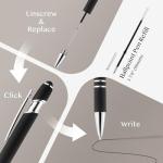 LINFANC 12 Pack Ballpoint Pen with Stylus Tip, 1.0 mm Black Ink Smooth Writing Pens, Metal Stylus Pens for Touch Screens