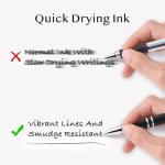LINFANC 12 Pack Ballpoint Pen with Stylus Tip, 1.0 mm Black Ink Smooth Writing Pens, Metal Stylus Pens for Touch Screens