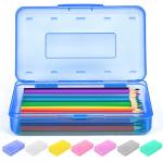 Soez Blue Clear Pencil Box with Stickers