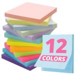 Colorful 3x3 Sticky Notes, 12 Pads - Pastel