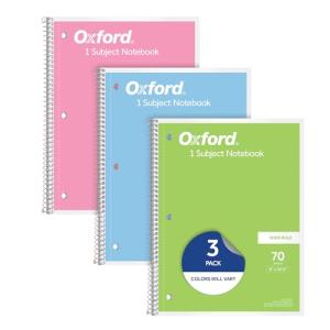 Oxford 1-Subject Spiral Notebooks, Assorted Pastels, 3-Pack