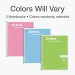 Oxford 1-Subject Spiral Notebooks, Assorted Pastels, 3-Pack
