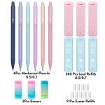 Pastel Mechanical Pencil Set with Leads and Erasers