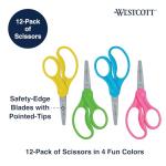 Westcott Kids' Safety Scissors, Assorted, 12 Pack