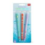 Legami - Set of 3 Erasable Gel Pens, Under the Sea, Pens with Thermosensitive Erase Ink, Turquoise, Black, Purple, Erasable Pen Marine, Erasable Pen Without Consuming the Sheet, 0.7mm Tip