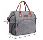 Insulated Grey Lunch Bag with Large Drinks Holder