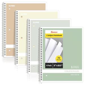 SUNEE College Ruled Spiral Notebooks - 4 Pack