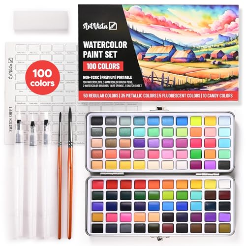 100-Color Travel Watercolor Paint Set for All