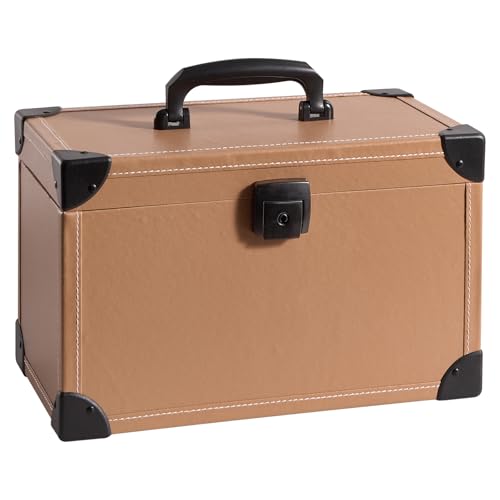 LOCKCURX Medicine Lock Box -13.4 x 8.3 x 7.5 Inch Large - Khaki - Childproof Medication Lock Organizer, Medication Lock Box with Key, Locking Box with Portable Storage Case