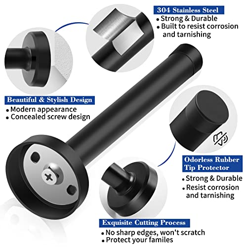 Door Stop, 10 Inch Door Stopper, Extra Long Door Stop, Wall Mounted Doorstops Stainless Steel Door Bumper Wall Protector, Black