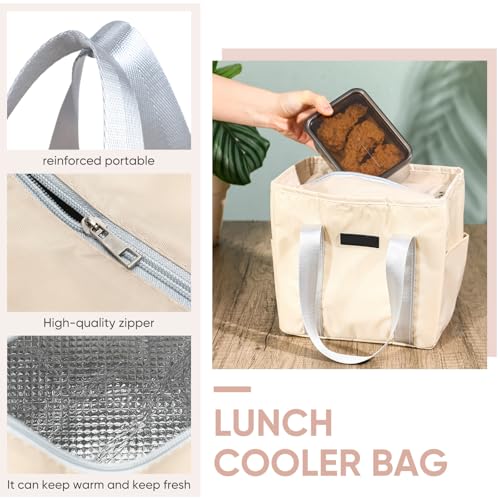 Geyoga 22 Pcs Aesthetic School Supplies Include 1 Aesthetic Backpack 1 Capacity Pencil Case 1 Lunch Box 6 Aesthetic Highlighters 5 Quick Dry Ink Pens 6 Transparent Sticky Note 2 Index Tabs (Pink)