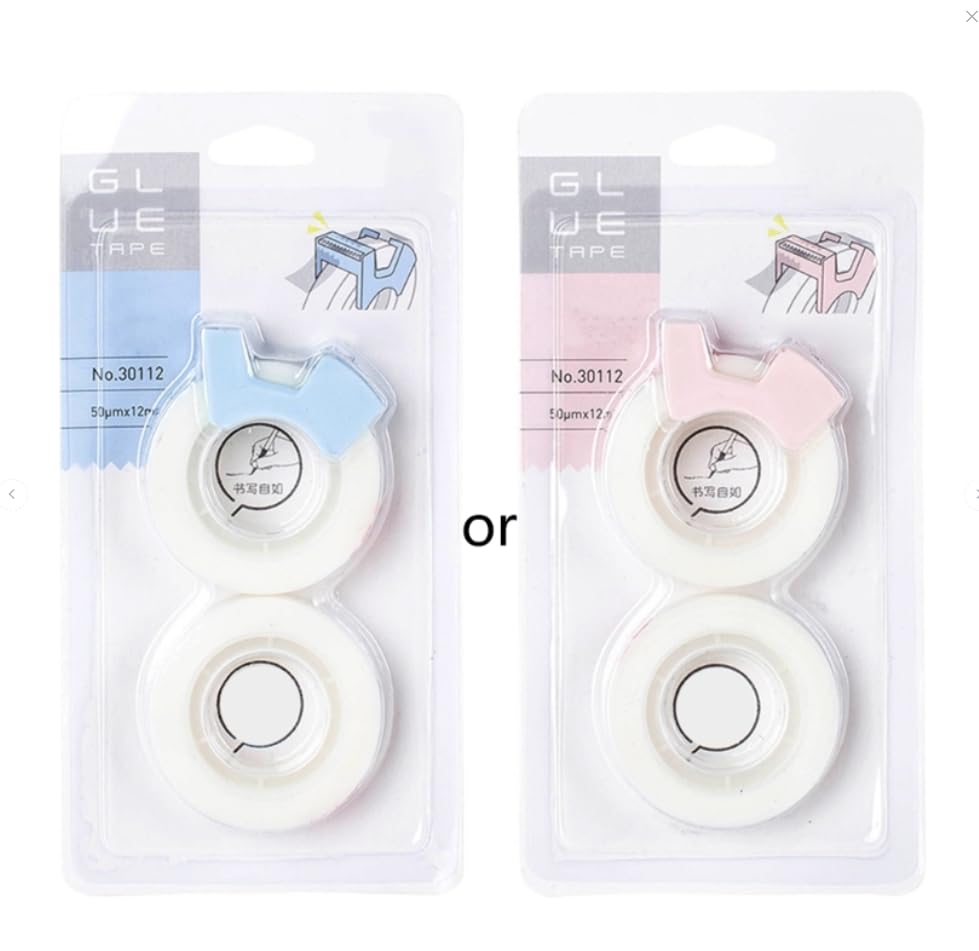 2Pcs Multifunctional Invisable Tape Set with Refillable Tape Dispenser Writable Tape Office School Stationery Supplies Tape Dispenser Refill Rolls Holder 1 Inch 2 Inch 3 Inch Core Desktop Cute (2)