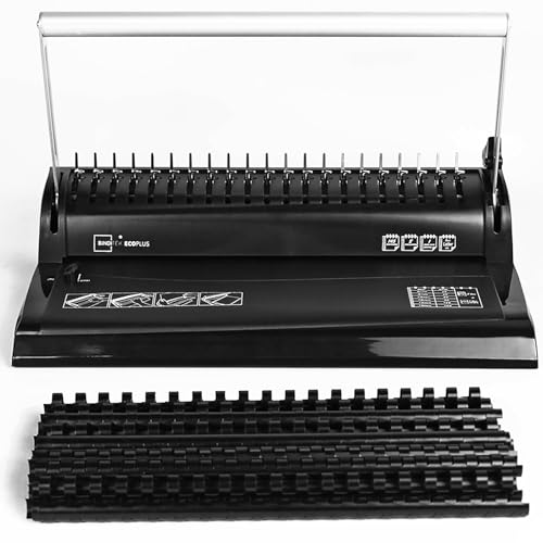 Binditek Comb Binding Machine, 19-Hole, 145 Sheet, Comb Punch Binder Machine with Starter Kit 30 PCS 1/2" Binding Combs, Comb Binder Machine for Letter Size, A5 or Smaller Sizes, Binding Supplies