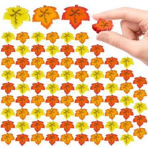 100 Pcs Fall Maple Leaf Erasers,Fall Pencil Erasers Bulk Thanksgiving Day Eraser for Autumn School Party Favors Gift Stocking Stuffers Classrooms Student Rewards Prizes Teacher Supplies (Maple Leaf)