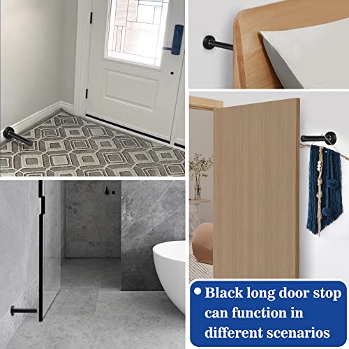 Door Stop, 10 Inch Door Stopper, Extra Long Door Stop, Wall Mounted Doorstops Stainless Steel Door Bumper Wall Protector, Black