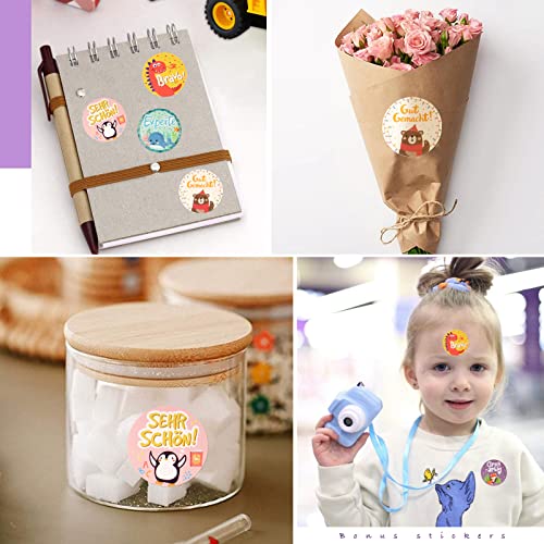 Pack of 500 4 cm Motivational Stickers for Children Self-Adhesive Teacher Reward Stickers with 8 Cute Animals Motifs Reward Stickers Teacher Supplies for Teachers Parents in Class and at Home etc.