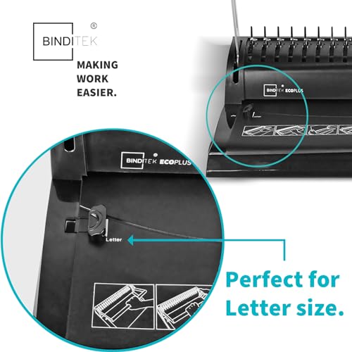Binditek Comb Binding Machine, 19-Hole, 145 Sheet, Comb Punch Binder Machine with Starter Kit 30 PCS 1/2" Binding Combs, Comb Binder Machine for Letter Size, A5 or Smaller Sizes, Binding Supplies