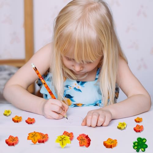 100 Pcs Fall Maple Leaf Erasers,Fall Pencil Erasers Bulk Thanksgiving Day Eraser for Autumn School Party Favors Gift Stocking Stuffers Classrooms Student Rewards Prizes Teacher Supplies (Maple Leaf)