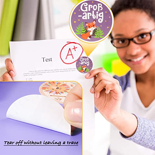 Pack of 500 4 cm Motivational Stickers for Children Self-Adhesive Teacher Reward Stickers with 8 Cute Animals Motifs Reward Stickers Teacher Supplies for Teachers Parents in Class and at Home etc.