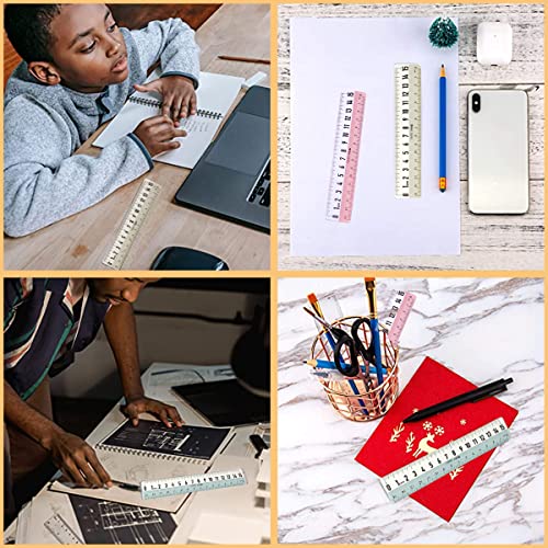 LuckyMoon 3 Pcs Transparent Straight Ruler with Extra Large Clear Scale, 6 Inch Plastic Rulers 15cm Shatterproof Drawing Measuring Ruler Stationery for Kids School Supplies (Color Random)