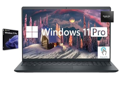 Dell Inspiron Touchscreen Laptop, 15.6" Full HD IPS Display Laptop Computer, Intel i5-1155G7 Processor, Windows 11 Pro Laptop, 40GB RAM, 1.5TB Storage(1TB SSD and P-500G External Drive), HDMI, Black
