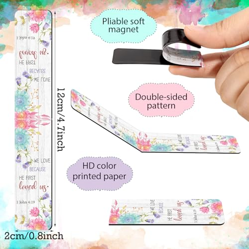Chinco 30 Pcs Christian Bookmarks Magnetic Bible Verse Bookmarks Religious Scripture Inspirational Church Supplies Motivational Prayer Page Clip for Women Kid Student Teacher School Gift (Flower)
