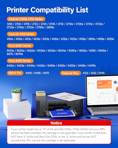 67XL Printer Ink for HP 67XL Ink Cartridges Black/Color Combo Pack Replacement for HP Ink 67 XL DeskJet 2700e 2755 2755e 2855e 4155e 4100 4255e Envy 6000 6055 6400 6455e 6455 Pro 6458 6475 1255 Inkjet