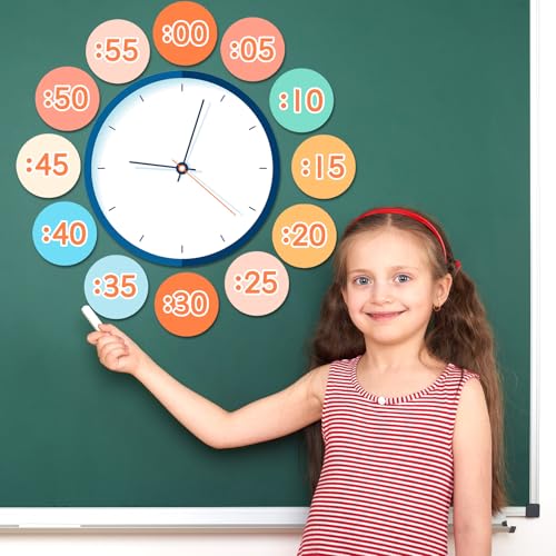 Hippie Clock Numbers Groovy Bulletin Board Kit Boho Rainbow Classroom Decoration Retro Hippie Clock Labels for Home School Classroom Living Room Wall Decor Kids Students Elementary Teacher Supplies