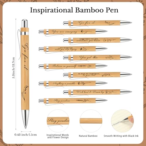 Watersay 20 Pcs Employsee Appreciation Gifts Inspirational Spiral Notebooks Motivational Bamboo Ballpoint Pens Set Thank You Gifts for Coworker Teacher Student Team Classroom Reward School Supplies