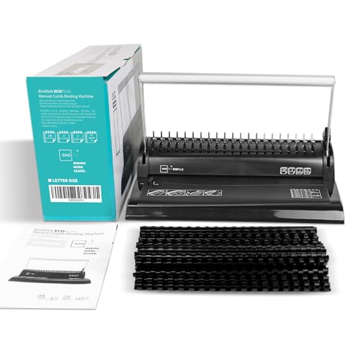 Binditek Comb Binding Machine, 19-Hole, 145 Sheet, Comb Punch Binder Machine with Starter Kit 30 PCS 1/2" Binding Combs, Comb Binder Machine for Letter Size, A5 or Smaller Sizes, Binding Supplies