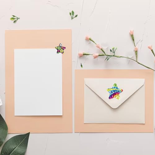 500PCs Star Stickers Space Star Stickers for Kids Reward Self-Adhesive Stars Sticker Roll Colorful Reward Stickers Shiny Star Stickers Labels for DIY Crafts Homework School Classroom Teacher Supply