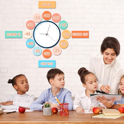 Hippie Clock Numbers Groovy Bulletin Board Kit Boho Rainbow Classroom Decoration Retro Hippie Clock Labels for Home School Classroom Living Room Wall Decor Kids Students Elementary Teacher Supplies