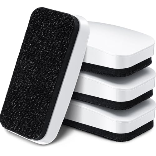 Qeeenar 4 Pack Magnetic Dry Erasers 2.4 x 5.1 x 1.2 Inches Whiteboard Erasers Magnetic Dry Eraser Ideal for Board Calendar Board School Office Classroom Supplies, White Color
