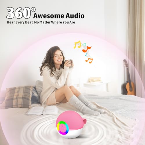 Heroange Karaoke Microphone Machine Toys for Kids Adults, Mini Portable Bluetooth Speaker with Wireless Mic, Christmas Birthday Gifts for Boys Girls Ages 3 4 5 6 7 8 9 10 11 12+ Year Old Pink
