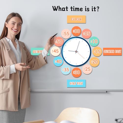 Hippie Clock Numbers Groovy Bulletin Board Kit Boho Rainbow Classroom Decoration Retro Hippie Clock Labels for Home School Classroom Living Room Wall Decor Kids Students Elementary Teacher Supplies