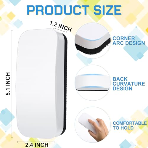 Qeeenar 4 Pack Magnetic Dry Erasers 2.4 x 5.1 x 1.2 Inches Whiteboard Erasers Magnetic Dry Eraser Ideal for Board Calendar Board School Office Classroom Supplies, White Color