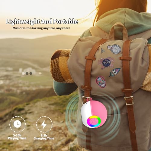 Heroange Karaoke Microphone Machine Toys for Kids Adults, Mini Portable Bluetooth Speaker with Wireless Mic, Christmas Birthday Gifts for Boys Girls Ages 3 4 5 6 7 8 9 10 11 12+ Year Old Pink