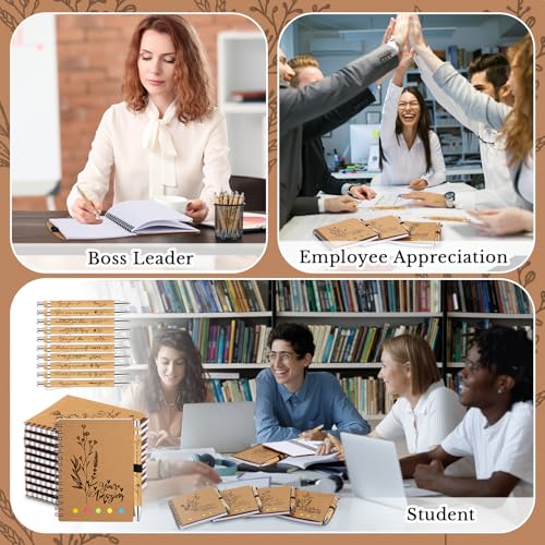 Watersay 20 Pcs Employsee Appreciation Gifts Inspirational Spiral Notebooks Motivational Bamboo Ballpoint Pens Set Thank You Gifts for Coworker Teacher Student Team Classroom Reward School Supplies