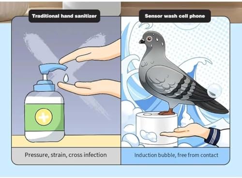 Pigeon Soap Dispenser: Pigeon Automatic Induction Foam Hand Washer, Automatic Soap Dispenser, Automatic Soap Dispenser Touchless, Countertop Soap Foam Dispenser, Bird Soap Dispenser (B)