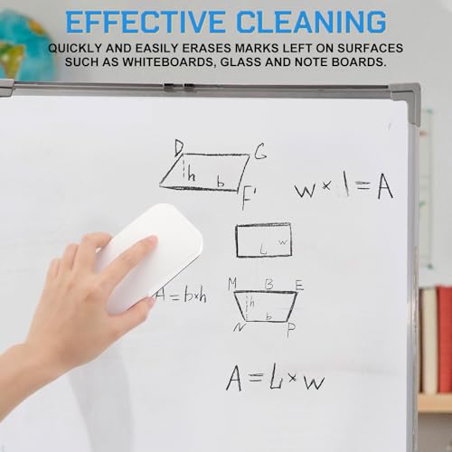 Qeeenar 4 Pack Magnetic Dry Erasers 2.4 x 5.1 x 1.2 Inches Whiteboard Erasers Magnetic Dry Eraser Ideal for Board Calendar Board School Office Classroom Supplies, White Color