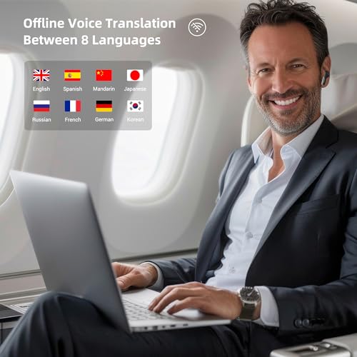 Anfier Offline Translator Earbuds M3 Black Real Time Instant Language Translator Device 98% High Accuracy and Rapid Response in 0.5s Support 144 Language and Accents Translation (With Offline Package)