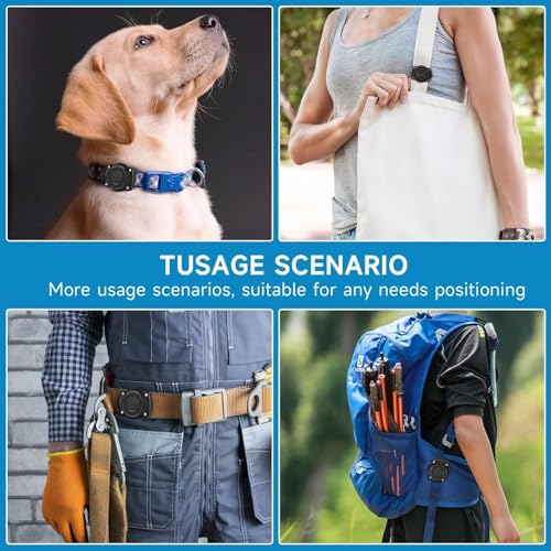 GPS Tracker for Dogs, Mini GPS Cat Tracker, IP68 Waterproof GPS Tracker for Cats with Holder No Monthly Fee, Work with Apple Find My(iOS Only), Real-Time Location Pet Tracking Smart Activity Tracker