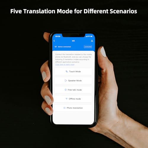 Anfier Offline Translator Earbuds M3 Black Real Time Instant Language Translator Device 98% High Accuracy and Rapid Response in 0.5s Support 144 Language and Accents Translation (With Offline Package)
