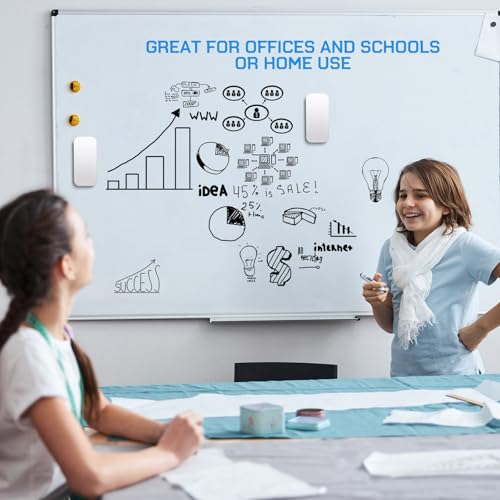 Qeeenar 4 Pack Magnetic Dry Erasers 2.4 x 5.1 x 1.2 Inches Whiteboard Erasers Magnetic Dry Eraser Ideal for Board Calendar Board School Office Classroom Supplies, White Color