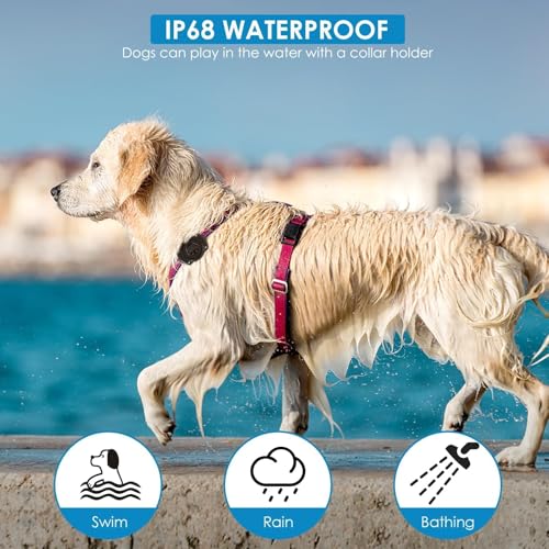 GPS Tracker for Dogs, Mini GPS Cat Tracker, IP68 Waterproof GPS Tracker for Cats with Holder No Monthly Fee, Work with Apple Find My(iOS Only), Real-Time Location Pet Tracking Smart Activity Tracker