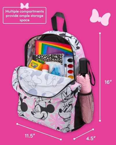 Fast Forward Kids Backpack - Disney Minnie Mouse, Hello Kitty - 16" School Bookbag for Girls, Size One Size, Minnie Pink/Black