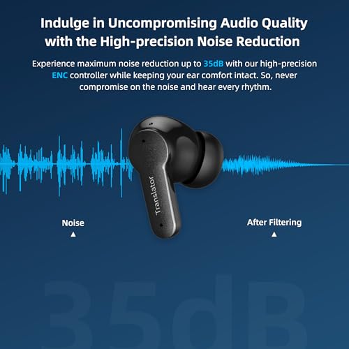 Anfier Offline Translator Earbuds M3 Black Real Time Instant Language Translator Device 98% High Accuracy and Rapid Response in 0.5s Support 144 Language and Accents Translation (With Offline Package)