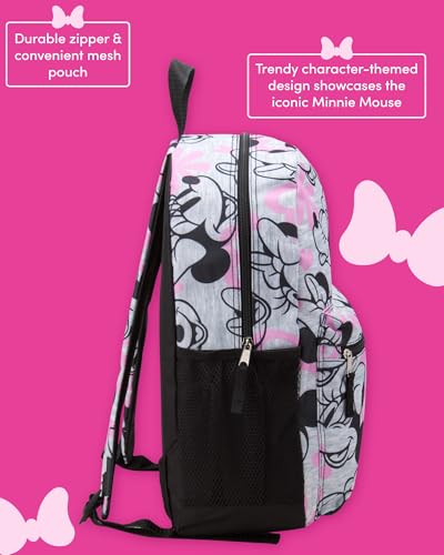 Fast Forward Kids Backpack - Disney Minnie Mouse, Hello Kitty - 16" School Bookbag for Girls, Size One Size, Minnie Pink/Black